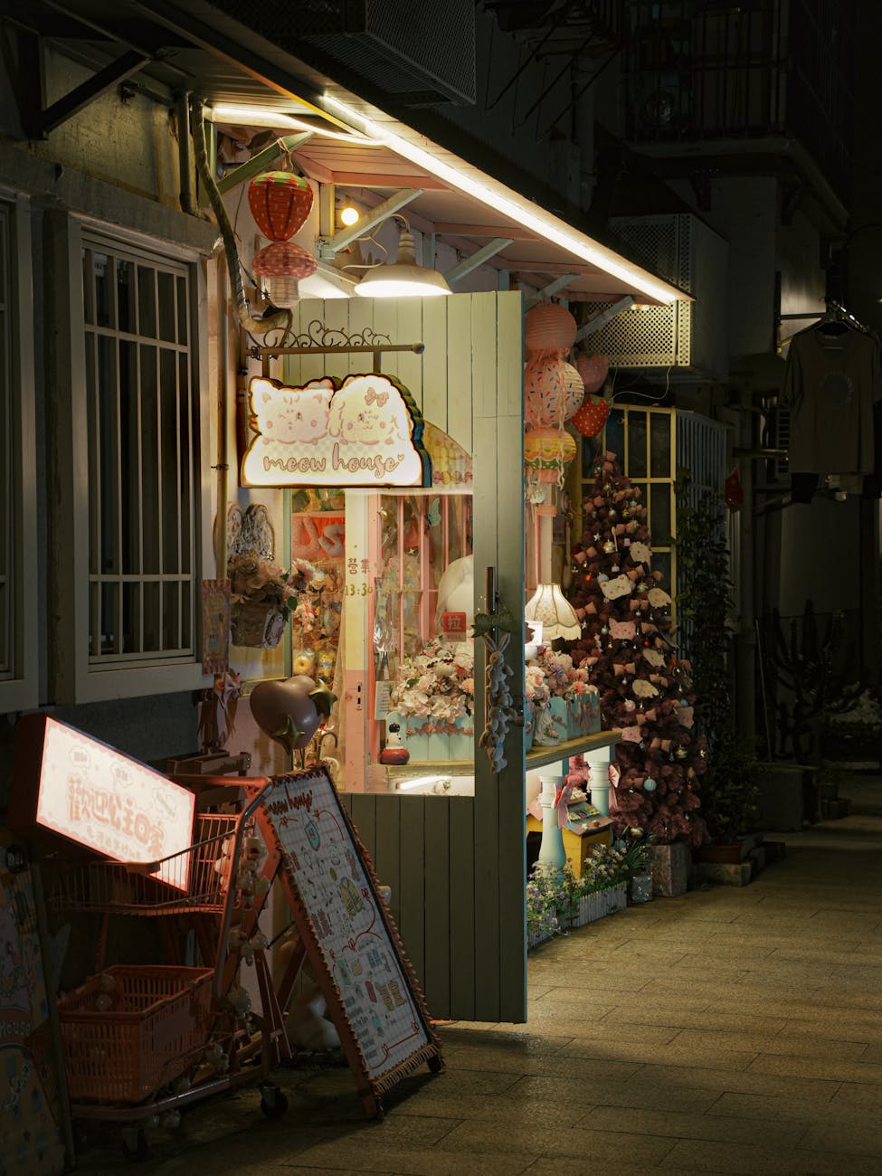 Photo by Maxine Xin | via Pexels | License: Pexels License | https://www.pexels.com/photo/charming-nighttime-street-shop-with-warm-lighting-34799848/