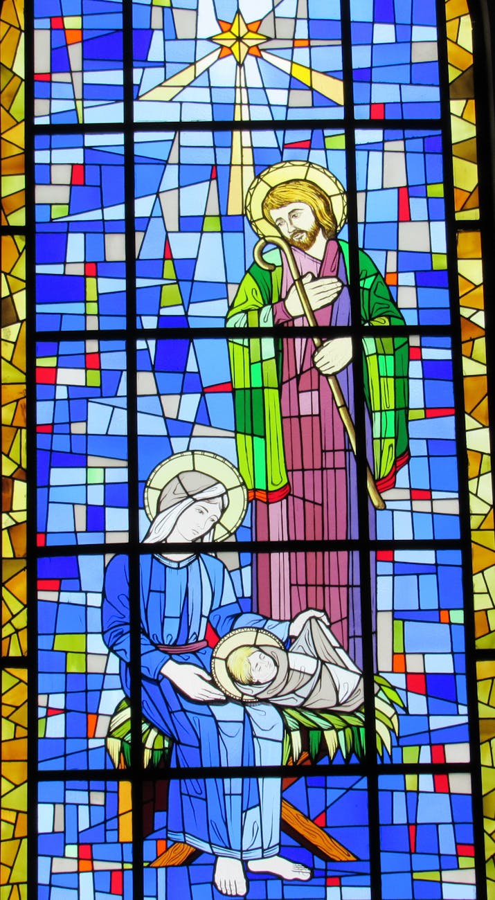 Photo by Enzo Natale Ferrari | via Pexels | License: Pexels License | https://www.pexels.com/photo/vibrant-stained-glass-nativity-scene-in-brazil-29767336/