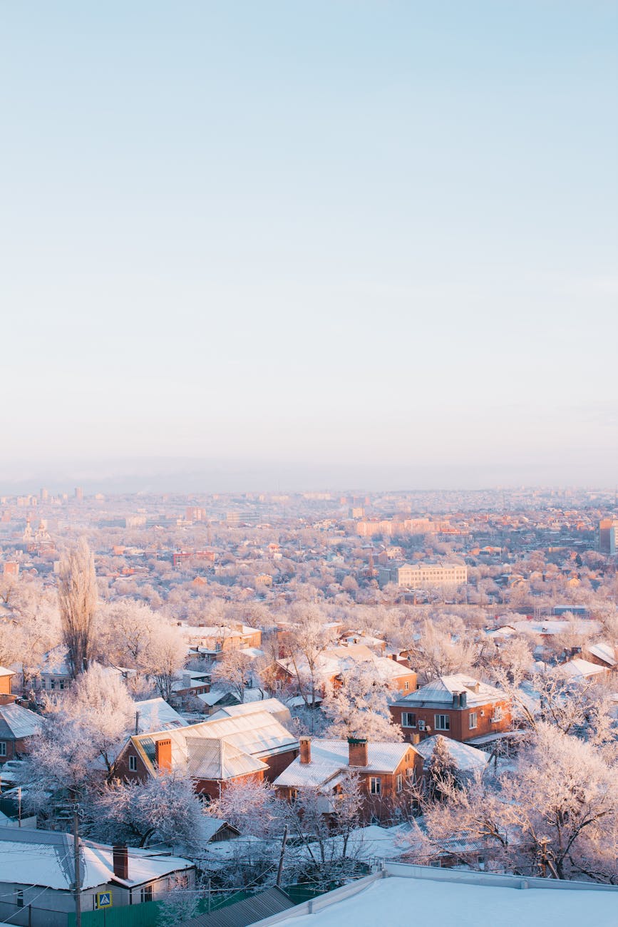 Photo by Irina Demyanovskikh | via Pexels | License: Pexels License | https://www.pexels.com/photo/city-view-in-winter-9928353/