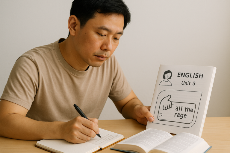 示意圖：英語閱讀與筆記練習｜這篇文章教你如何用「all the rage」這個片語表達流行趨勢